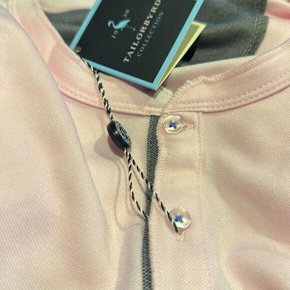 Tailorbyrd pink pique short sleeve henley. Soft stretch modal/polyester. XL - Picture 6 of 6